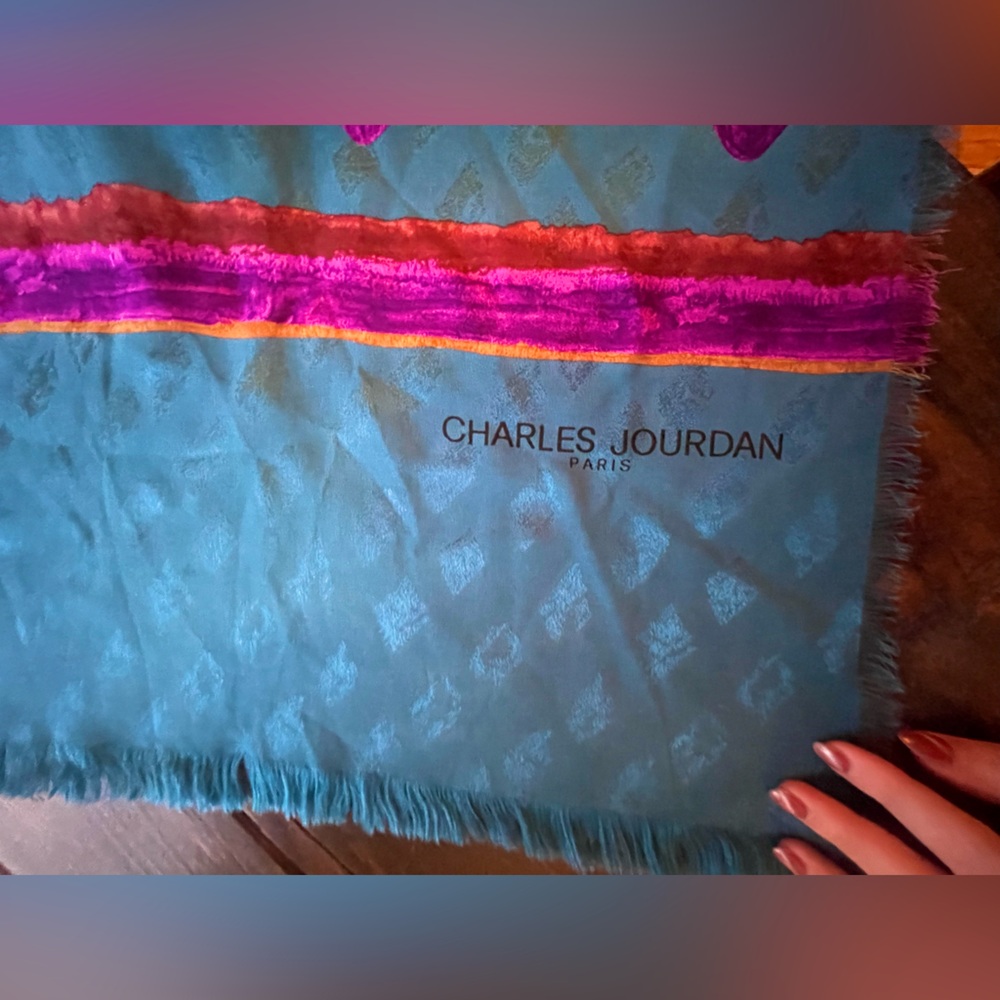 Gorgeous, over-sized Charles Jourdan Vintage Printed Silk Scarf